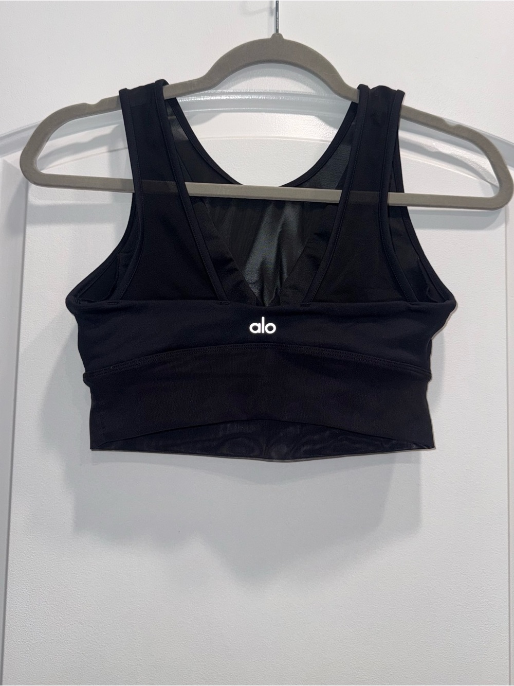 Alo black sport bra with mesh detail size small